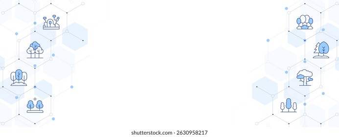 Forest Banner Vector Illustration with Two-sided Icon Style. Line Duotone icon. Containing. forest, tree.
