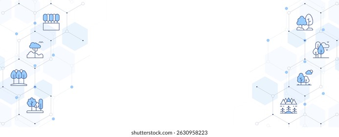 Forest Banner Vector Illustration with Two-sided Icon Style. Line Duotone icon. Containing. trees, forest, tree, lanscape, nature.