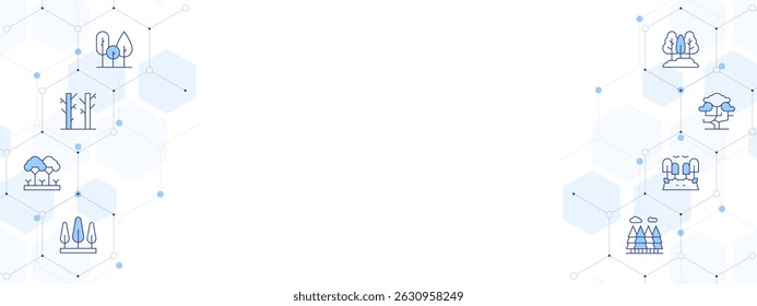 Forest Banner Vector Illustration with Two-sided Icon Style. Line Duotone icon. Containing. forest, tree