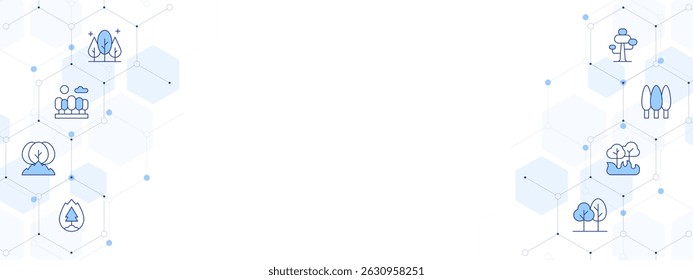 Forest Banner Vector Illustration with Two-sided Icon Style. Line Duotone icon. Containing. forest, tree