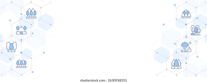 Forest Banner Vector Illustration with Two-sided Icon Style. Line Duotone icon. Containing. forest, nature, trees