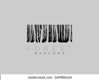 Forest Bar code Logo Vector Illustration with jungle and Tree's for E-commerce, Shop, Super Market, Products  