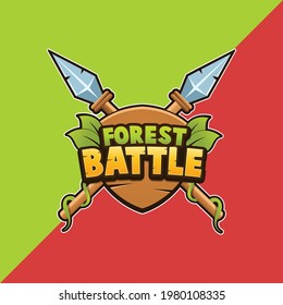 Design des Layouts für das Video-Vektorlogo für Waldbattle-Spiele