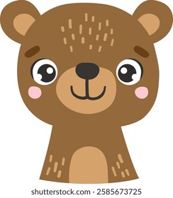 Forest bear animal isolated, cute wild animal, kids illustration, cartoon vector