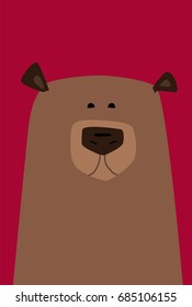 Forest bear cartoon animal vector autumn illustration 