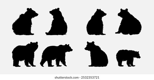 Forest bear shilhouette design set