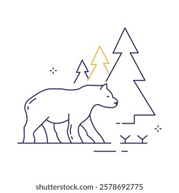 Forest Bear and Snow Vector Icon Design