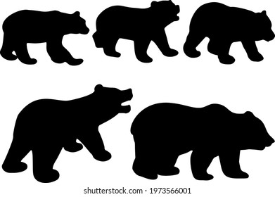 Forest bears in the set. Vector image.