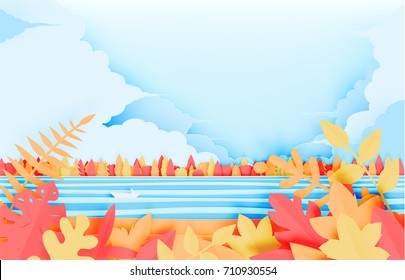 The forest with beautiful landscape in autumn background vector illustration