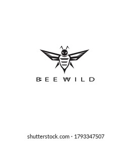 forest bee logo illustration black design template vector