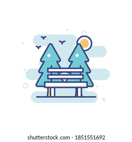 Forest Bench icon style illustration. EPS 10 file 