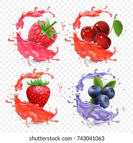 Forest Berries Juice Splash Blueberry, Strawberry, Raspberry And Cherry Fruit