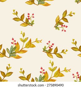 forest berries. watercolor seamless pattern