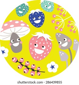 Forest berry mushroom yellow