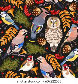 Forest birds seamless