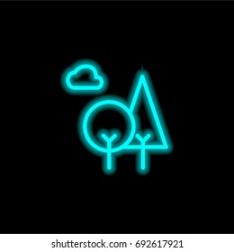 Forest blue glowing neon ui ux icon. Glowing sign logo vector