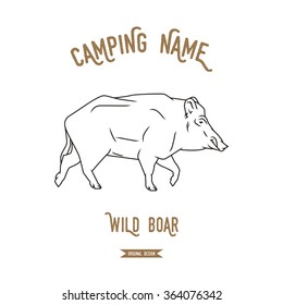 Forest boar vector illustration. European animals silhouettes vintage.