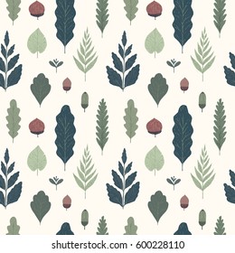 Forest botanical seamless pattern. Vector illustration