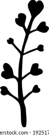 Forest branch. Hand-drawn black and white doodles. Vector clipart in  nature theme.