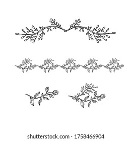 forest branches and flowers. vector elements for making greeting cards, wedding invitations, new year s cards. hand drawn style