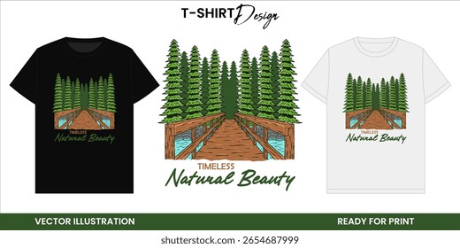 Forest Bridge Vector T-shirt Design or Print and Sticker
