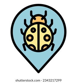 Forest bug location icon outline vector. Eco nature. Travel walk color flat