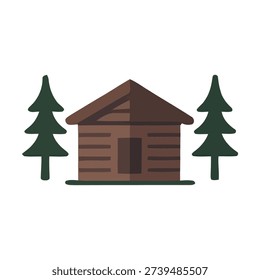 Forest cabin icon, camping weekend flyer, campfire circle schedule, ranger talk session, star viewing night, quiet hours reminder graphic sign