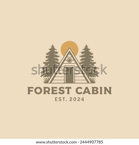 Forest cabin logo design template