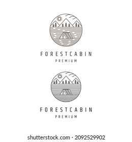 Plantilla de diseño de iconos del logotipo de la cabina de bosques 