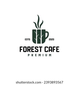 Forest Cafe Coffee tea logo icon retro vintage hipster design vector illustration