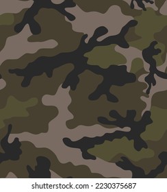 Forest camouflage army pattern seamless trendy background, disguise texture.