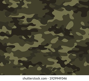 Forest camouflage background, army vector pattern, stylish street print. EPS 10