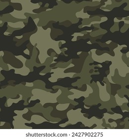 
Forest camouflage background, army vector pattern, military fabric texture, khaki print