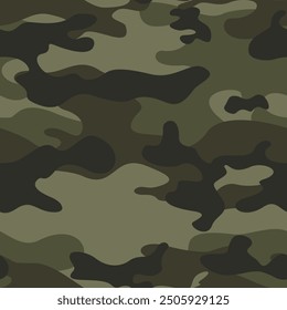 
forest camouflage background khaki pattern, seamless hunting print, classic design