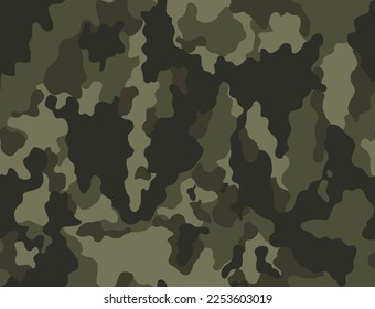 Forest camouflage pattern, army texture, disguise. Vector illustration for print.