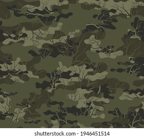 Forest camouflage pattern, seamless vector print. Classic background.