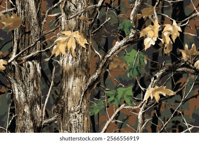 Forest Camouflage with Real Tree Branches and Leaves for Hunting and Military Use