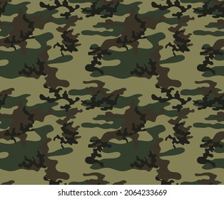 
Forest camouflage texture, vector geometric seamless pattern, army green background. Ornament