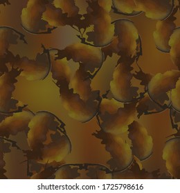Forest camouflage of various shades of brown, green and grey colors. It is a colorful seamless pattern that can be used as a camo print for clothing and background and backdrop or computer wallpaper