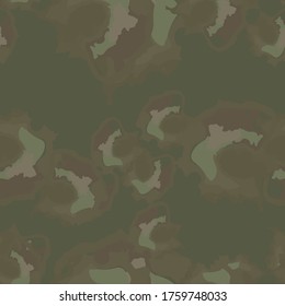 Forest camouflage of various shades of brown, beige and green colors. It is a colorful seamless pattern that can be used as a camo print for clothing and background and backdrop or computer wallpaper