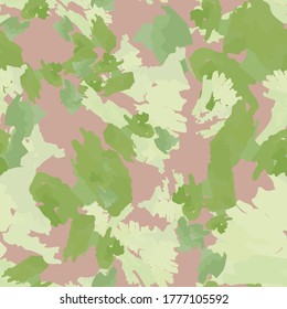 Forest camouflage of various shades of brown and green colors. It is a colorful seamless pattern that can be used as a camo print for clothing and background and backdrop or computer wallpaper