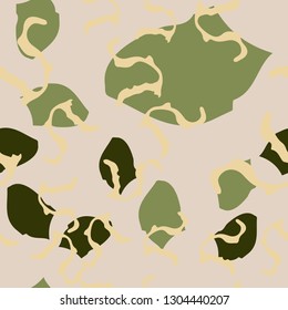 Forest camouflage of various shades of green, beige and yellow colors. It is a colorful seamless pattern that can be used as a camo print for clothing and background and backdrop or computer wallpaper