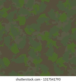 Forest camouflage of various shades of green and brown colors. It is a colorful seamless pattern that can be used as a camo print for clothing and background and backdrop or computer wallpaper