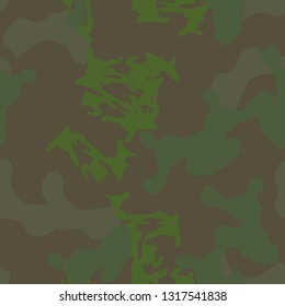 Forest camouflage of various shades of green and brown colors. It is a colorful seamless pattern that can be used as a camo print for clothing and background and backdrop or computer wallpaper