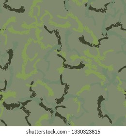 Forest camouflage of various shades of green colors. It is a colorful seamless pattern that can be used as a camo print for clothing and background and backdrop or computer wallpaper