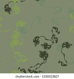 Forest camouflage of various shades of green colors. It is a colorful seamless pattern that can be used as a camo print for clothing and background and backdrop or computer wallpaper