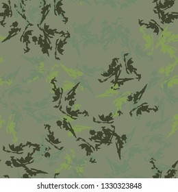 Forest camouflage of various shades of green colors. It is a colorful seamless pattern that can be used as a camo print for clothing and background and backdrop or computer wallpaper