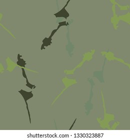 Forest camouflage of various shades of green colors. It is a colorful seamless pattern that can be used as a camo print for clothing and background and backdrop or computer wallpaper