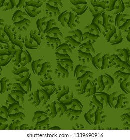 Forest camouflage of various shades of green colors. It is a colorful seamless pattern that can be used as a camo print for clothing and background and backdrop or computer wallpaper