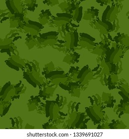 Forest camouflage of various shades of green colors. It is a colorful seamless pattern that can be used as a camo print for clothing and background and backdrop or computer wallpaper